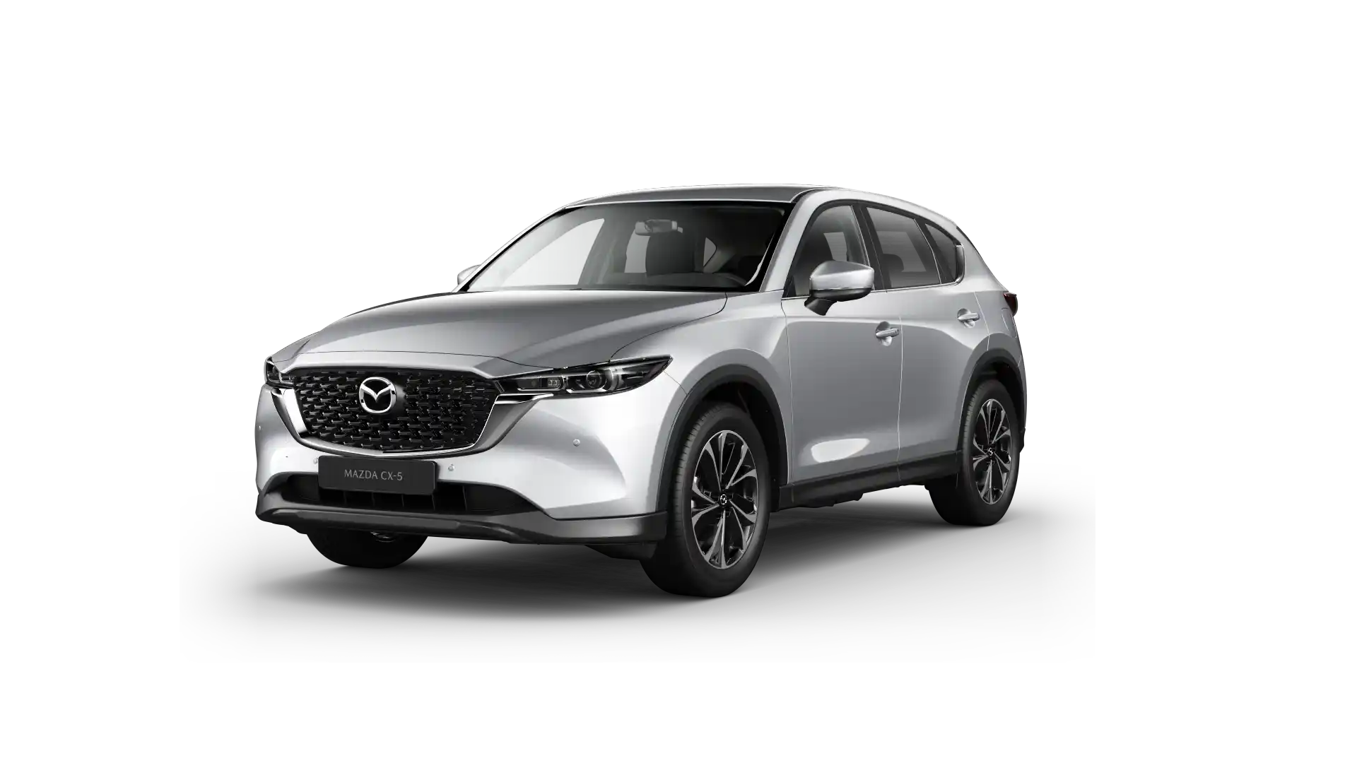 Mazda CX-5 color plata sobre fondo transparente, SUV mediano con diseño elegante y deportivo.